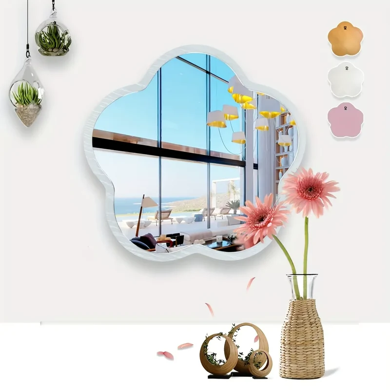 Miroir Nuage Mural en Acrylique 29,5 cm – Support Bois et Crochet Intégré