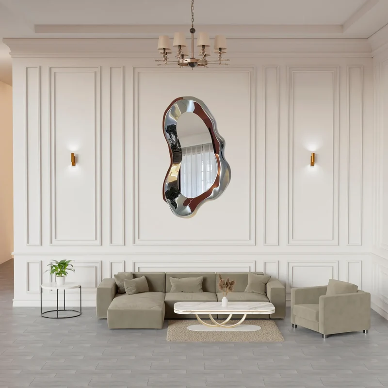 Miroir d'Entrée MERCURE — Cadre Sculptural 3D Laqué Brillant