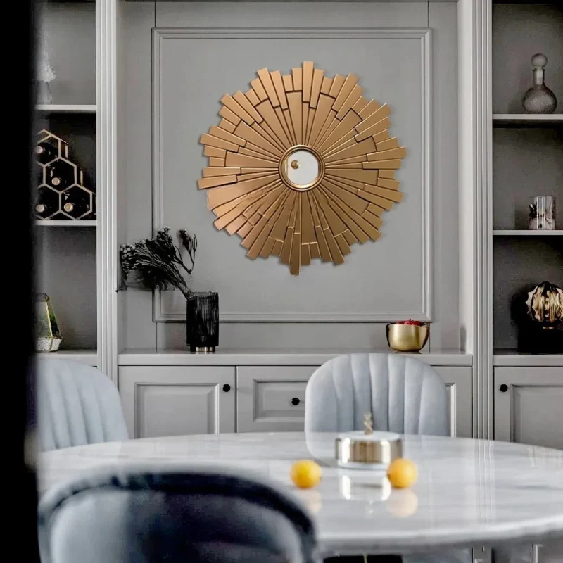 Miroir Art Déco HÉLIOS — Soleil Doré à Rayons Géométriques