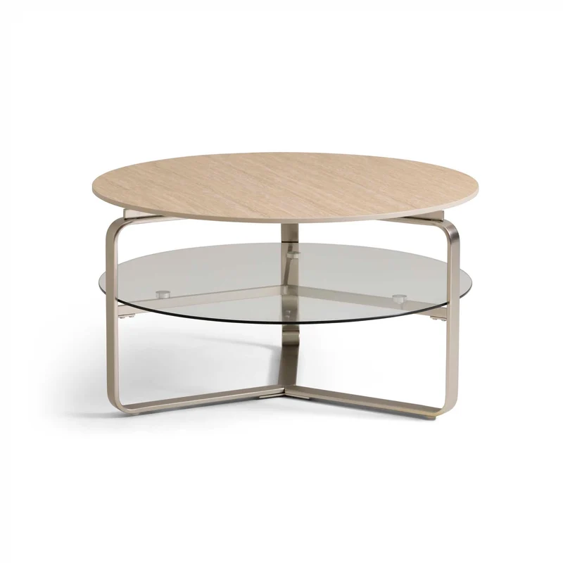 Strata Couchtisch, Keramik Travertin | Glas | Ø80