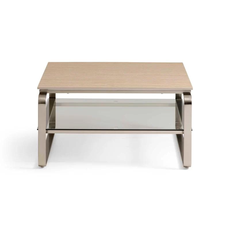 Strata Couchtisch, Keramik Travertin | Glas | 80x80