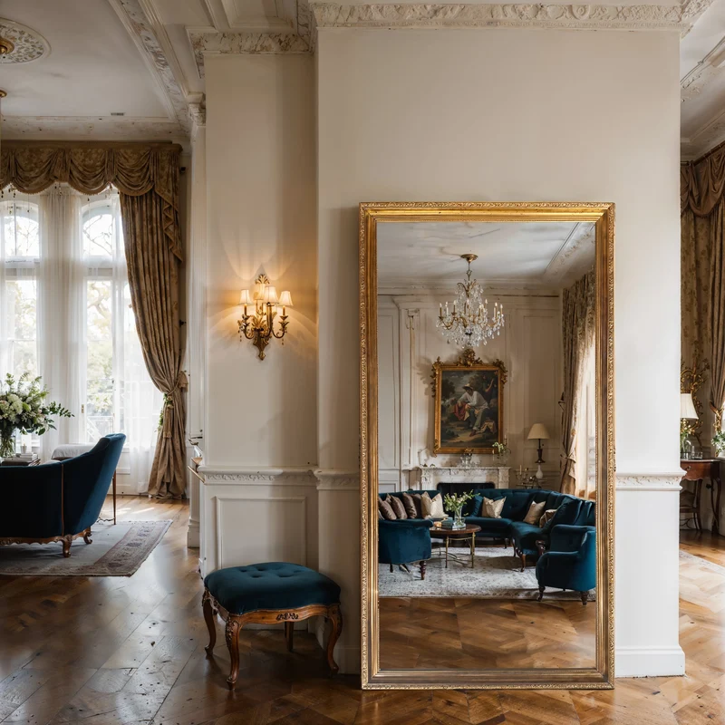 Gold Baroque Full-Length Wall Mirror – Hand-Carved Gilded Frame | Golden Elegance
