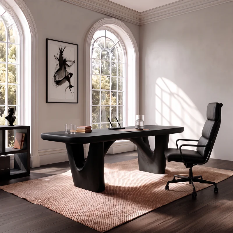 Rustic Writing Desk With Curved Arch Supports For Home Office SINLSADE212