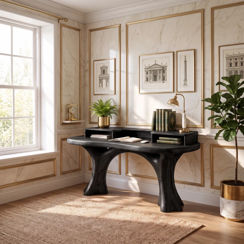Minimalist Working Desk With Clean Frame And Natural Grain Surface For Office SINLSADE224