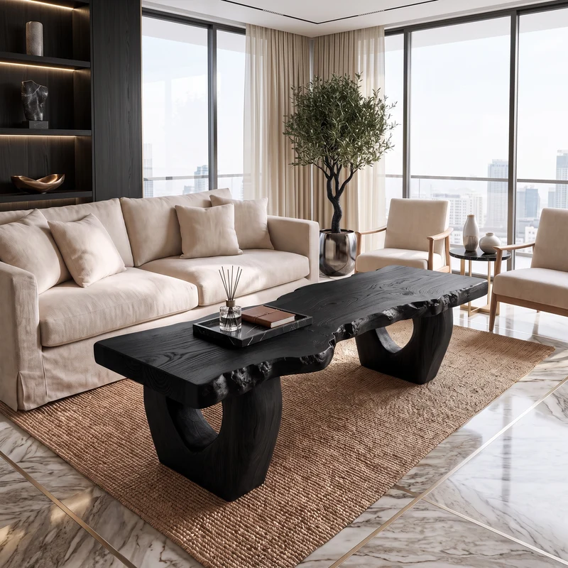 Modern Coffee Table With Open Hollow Legs And Clean Profile For Lounge SINLSACF428