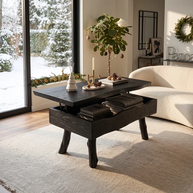 Rustic Xmas Live Edge Coffee Table Mountain Lodge SILDTTRCF174
