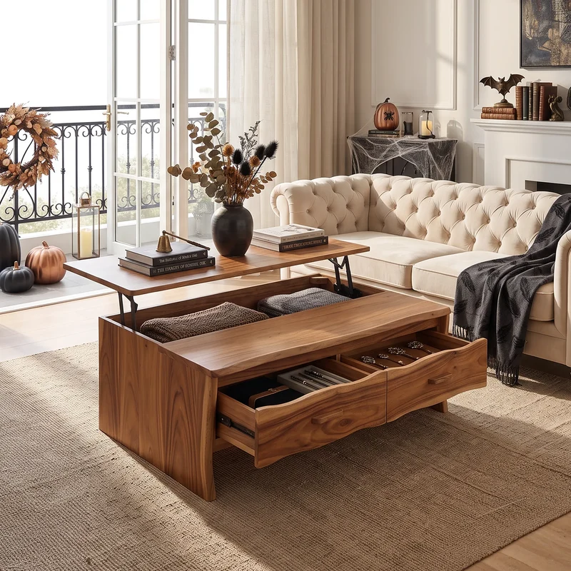 Contemporary Halloween Lift Top Coffee Table City Apartment SILDTTRCF168