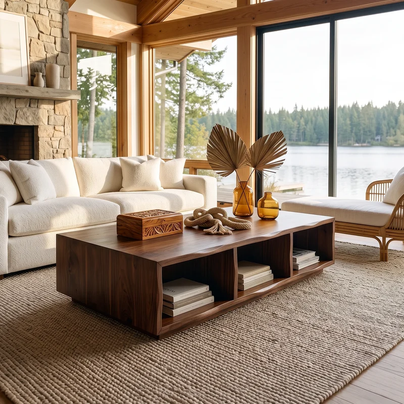 Rustic Live Edge Coffee Table Lake House SILDTTRCF156