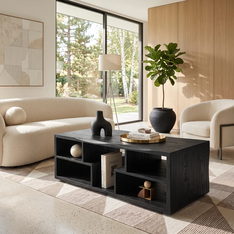 Rustic Storage Coffee Table Modern Farmhouse SILDTTRCF150