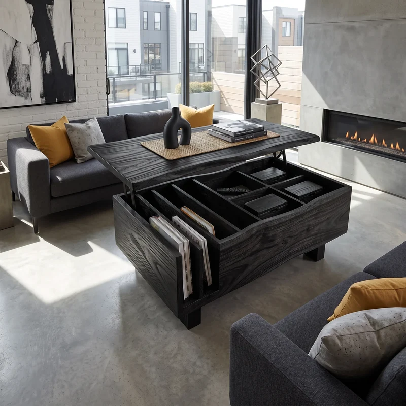 Organic Modern Lift Top Coffee Table Reading Lounge SILDTTRCF141