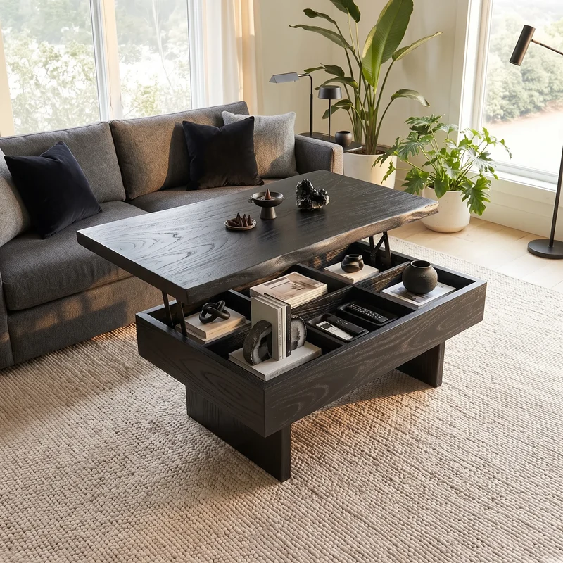 Contemporary Storage Lift Top Coffee Table City Apartment SILDTTRCF138