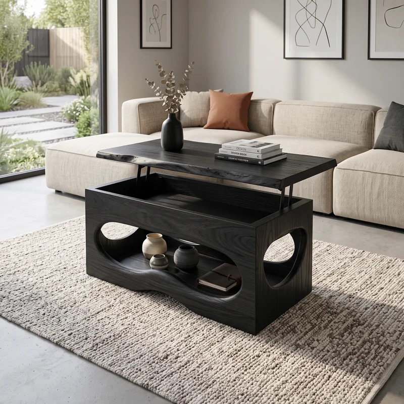 Organic Modern Lift Top Coffee Table Luxury Living Room SILDTTRCF135