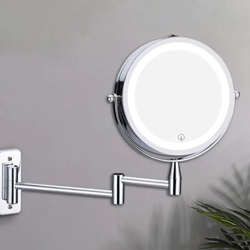 Miroir Grossissant Mural x10 LED Double Face à Bras Extensible