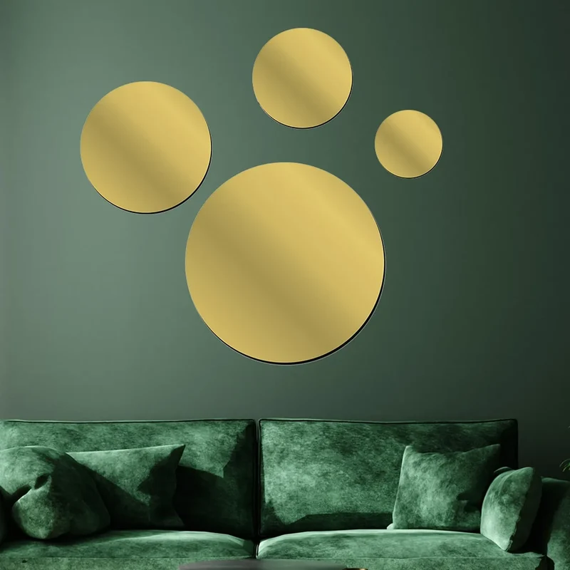Miroir qui Colle Rond Doré – 20 cm Adhésif Décoratif