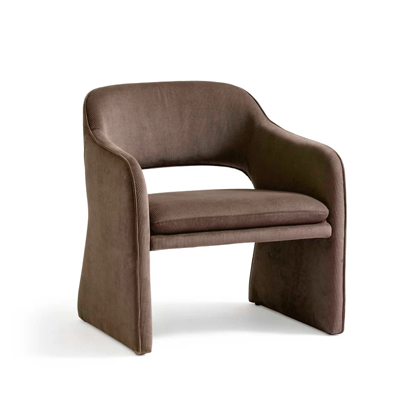 Plush Loungesessel, Modern Cord Dunkelbeige