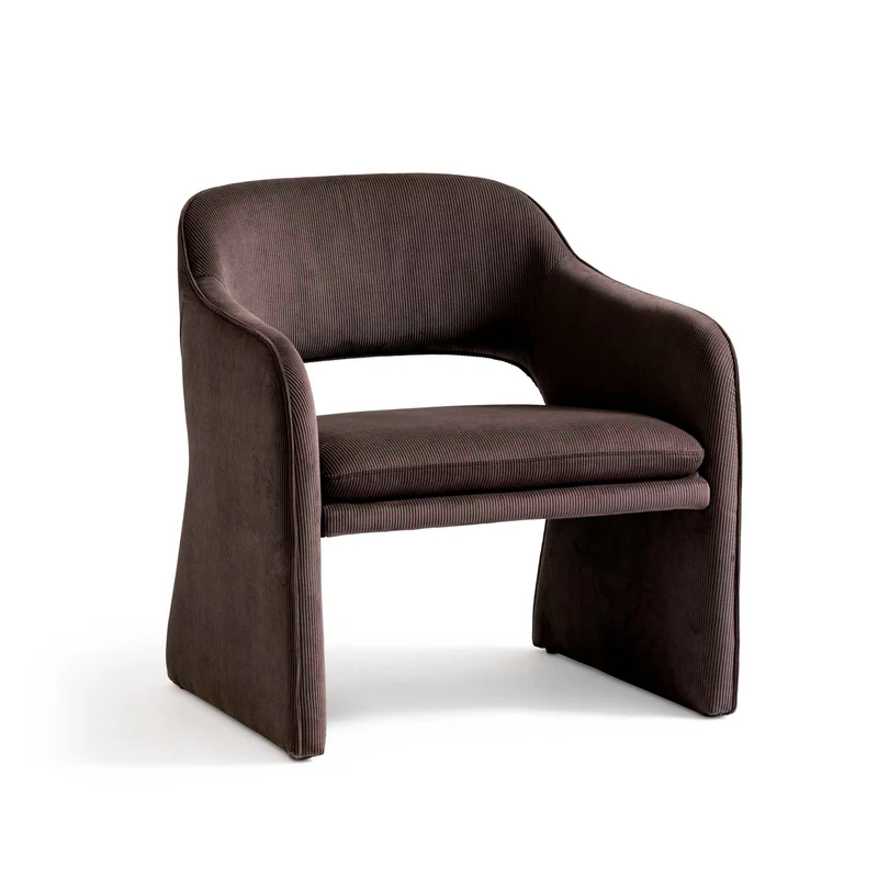 Plush Loungesessel, Modern Cord Braun