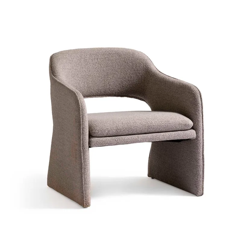 Plush Loungesessel, Crush Bouclé Grau/Beige