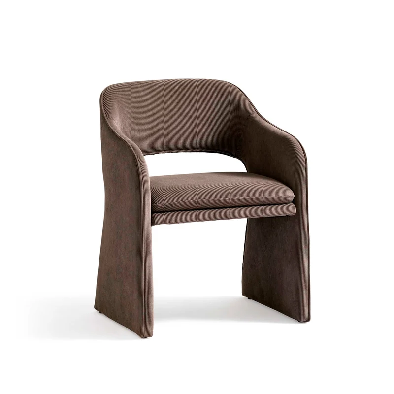 Plush Esszimmerstuhl, Modern Cord Dunkelbeige