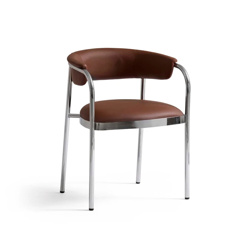 Studio Esszimmerstuhl, Armlehnen | Leder cognac