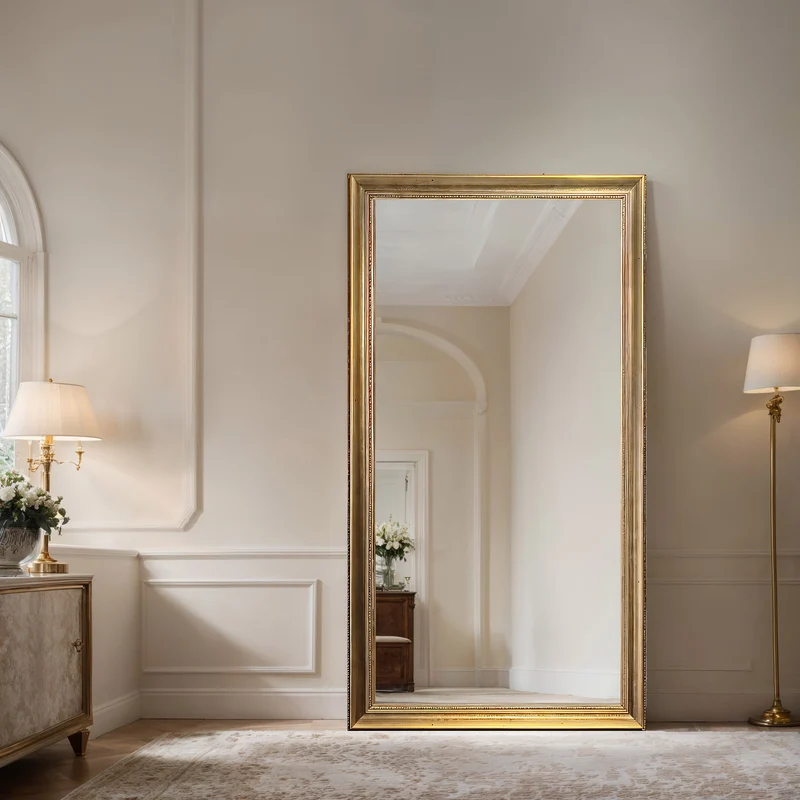 Gold Baroque Full-Length Wall Mirror – Natural Wood Frame, 9 cm Profile | Verona Gilded Heritage