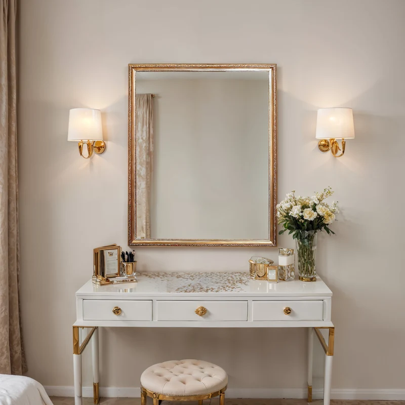 Antique Gold Baroque Full-Length Wall Mirror – Petal & Scrollwork Frame | Golden Petal