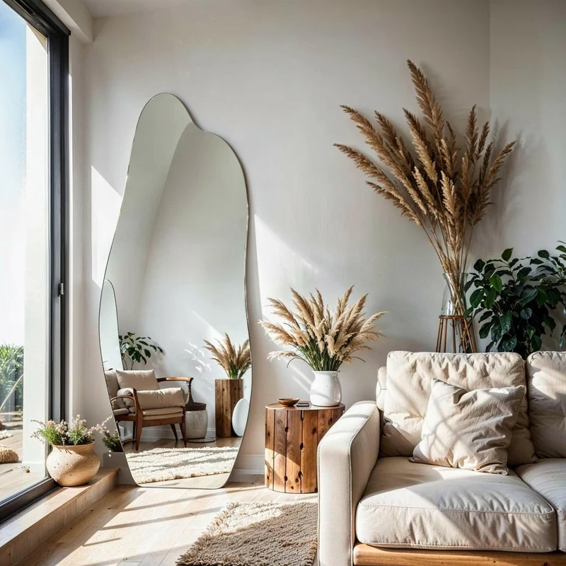 Frameless Irregular Wall Mirror 120–210 cm – Asymmetric Organic Shape, Optiwhite Glass | Luna