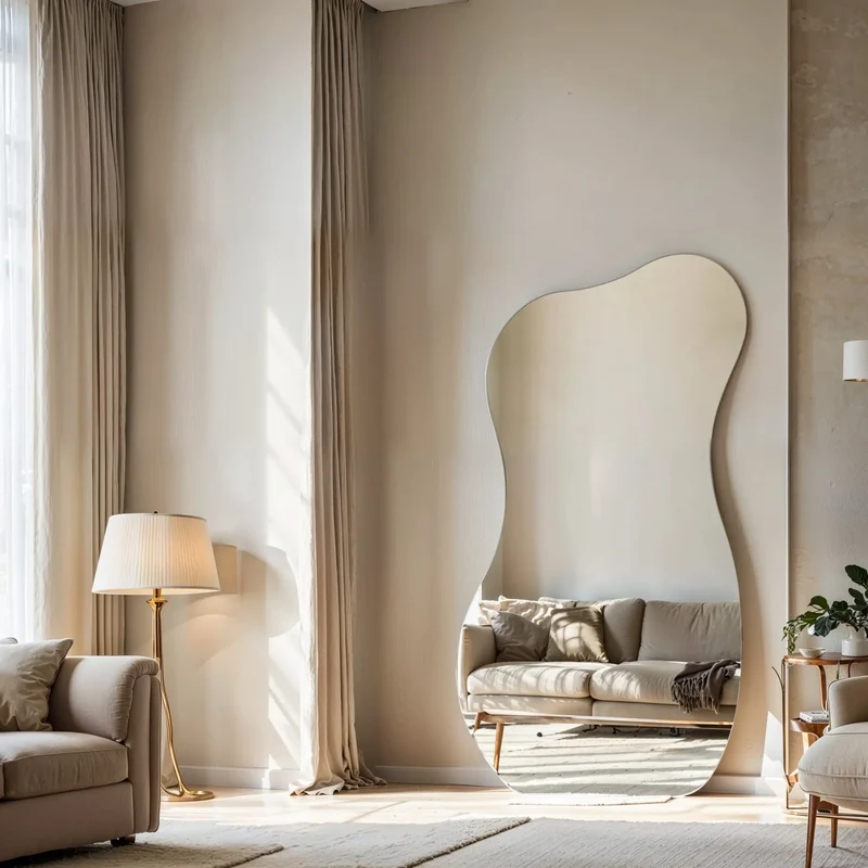 Frameless Irregular Wall Mirror – Soft Organic Curve, Optiwhite Glass | Serene Curve