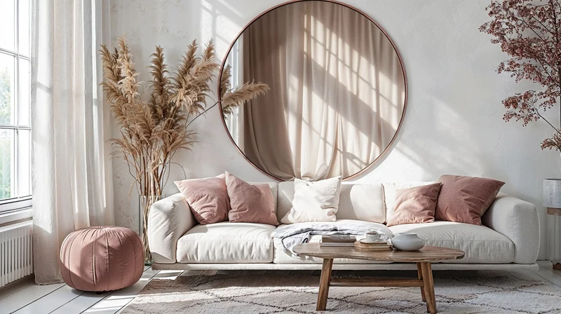 Round Wall Mirror with Rose-Gold Frame – Slim Aluminium, 60–200 cm | Eclipse