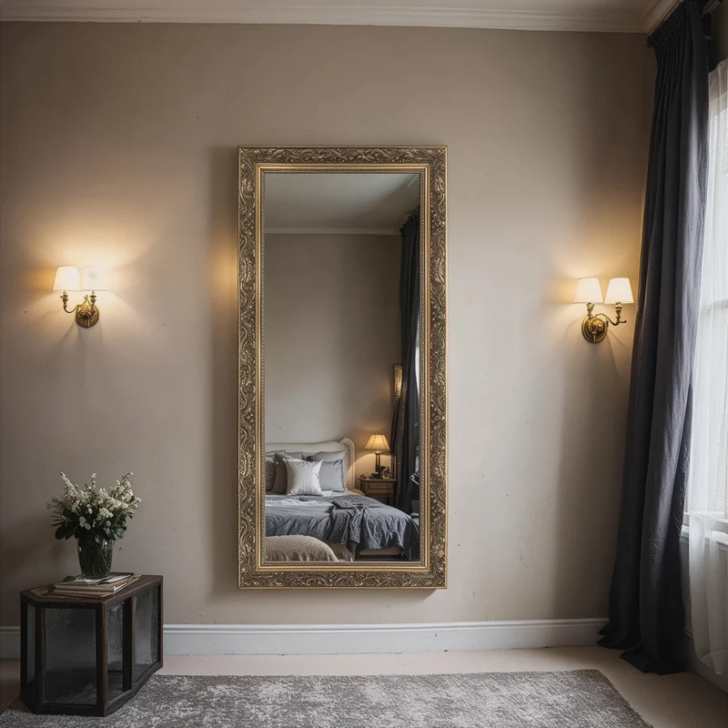 Gold Baroque Full-Length Wall Mirror – Hand-Carved Scroll & Shell Frame | Versailles Majesty
