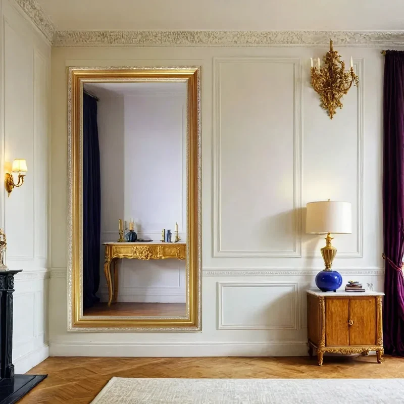 Gold Baroque Full-Length Wall Mirror – Hand-Carved Versailles Frame | Majestic Versailles