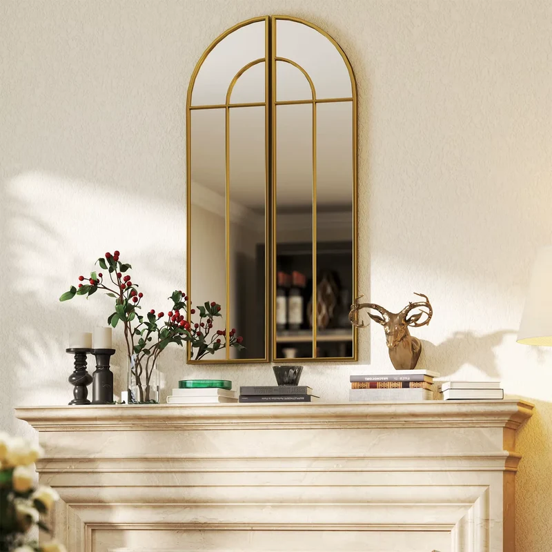Miroir Vintage Années 50 Doré 60x120 cm – Arche Style Fenêtre Ancienne