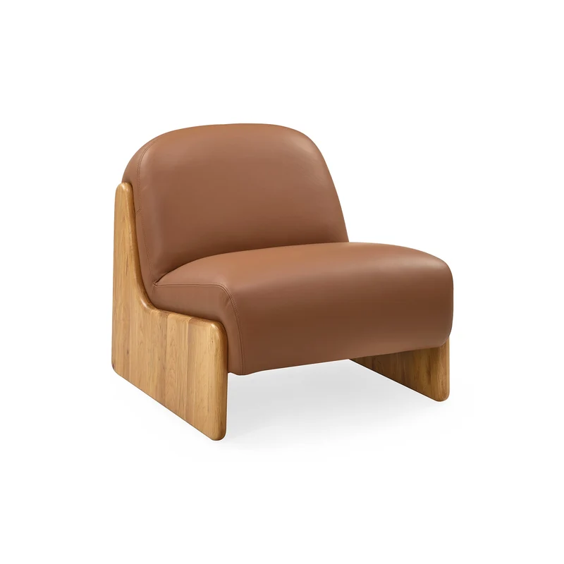 Ledge Loungesessel, Eiche natur | Leder cognac