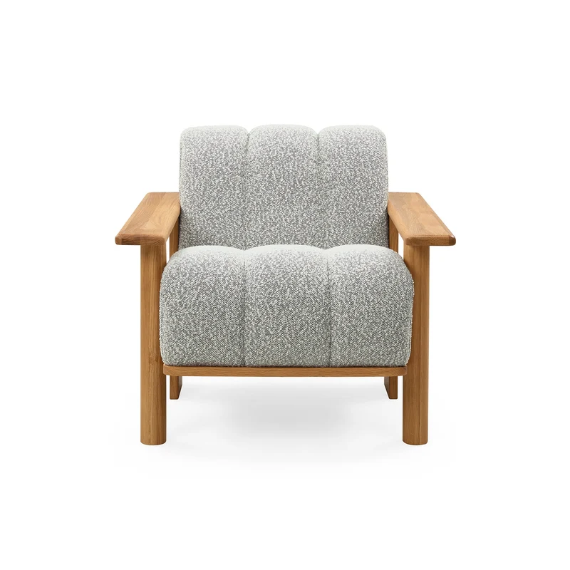 Stay Loungesessel, Eiche | Creme/Grau Bouclé