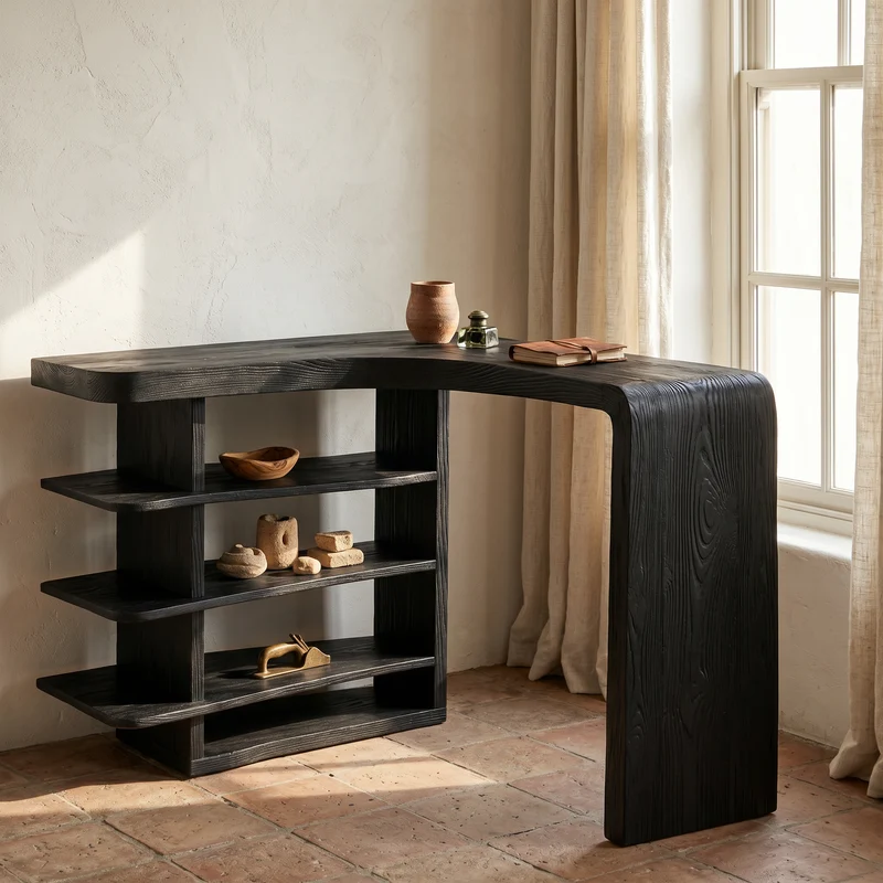 Minimalist Desk With Functional Storage Shelves For Study And Workspace SINLSADK147