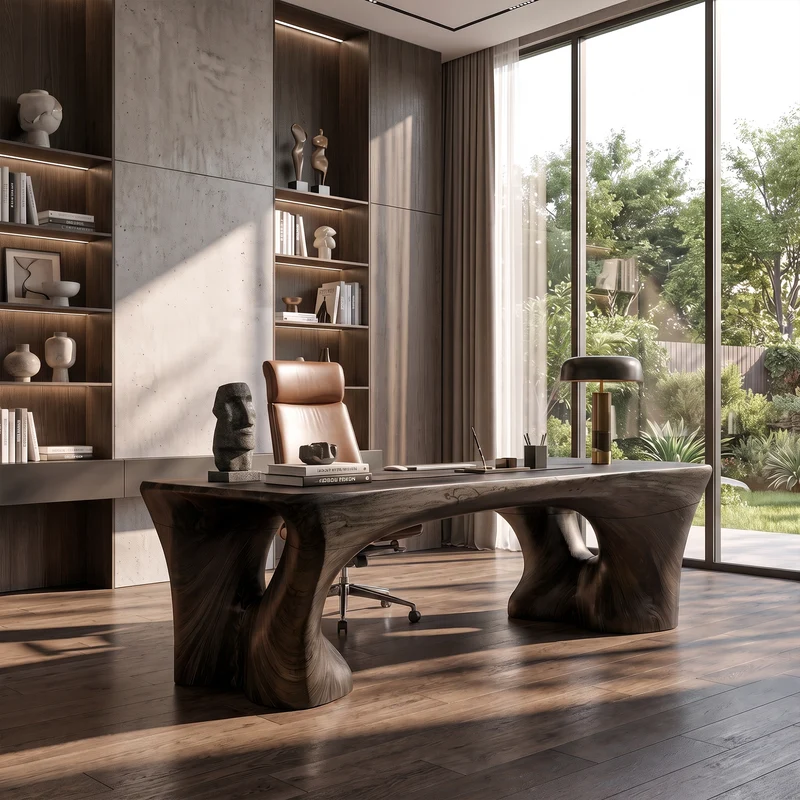 Rustic Halloween Desk With Sculptural Trestle Base For Home Office SINLKIDE179