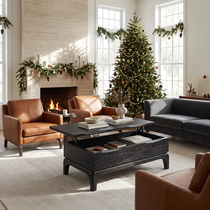 Handcrafted Christmas Coffee Table with Storage Holiday Home SILDTTRCF177