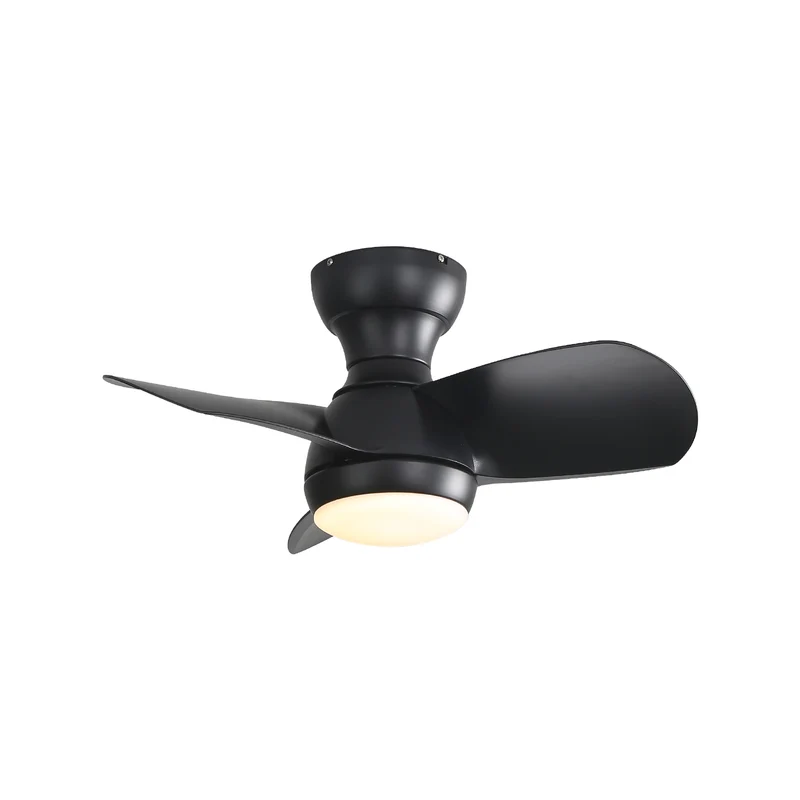 SONNI Deckenventilator 58 cm mit LED Beleuchtung und Fernbedienung, 3 Lichtfarben dimmbar 18 W LED Licht 3 ABS Flügel DC Motor Schwarz