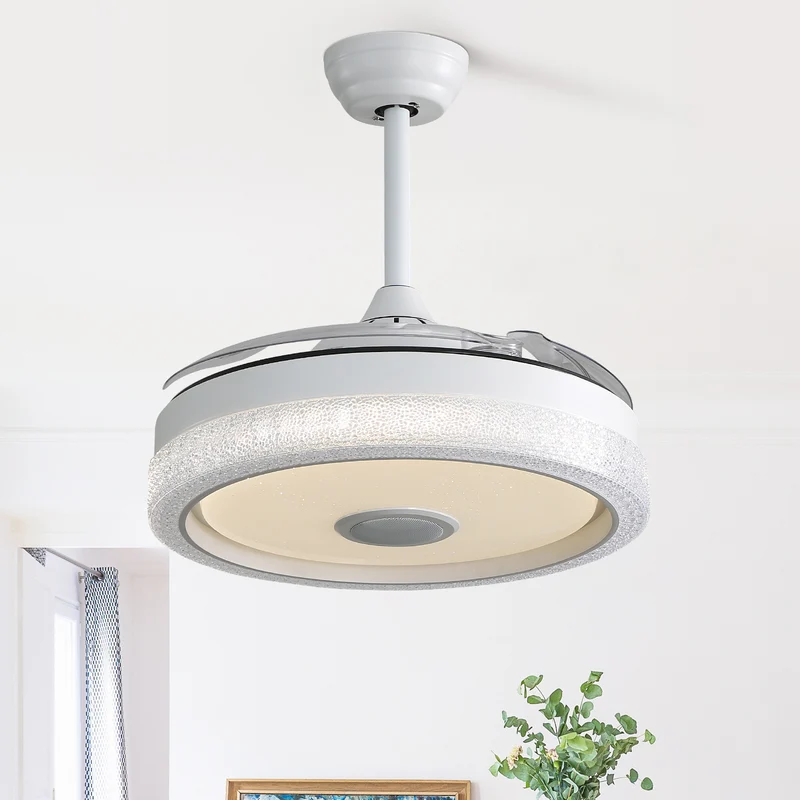 SONNI 42 Zoll Deckenventilator mit LED-Beleuchtung, 3 Farbtemperaturstufen + RGB, 3 ABS-Flügeln, DC-Motor
