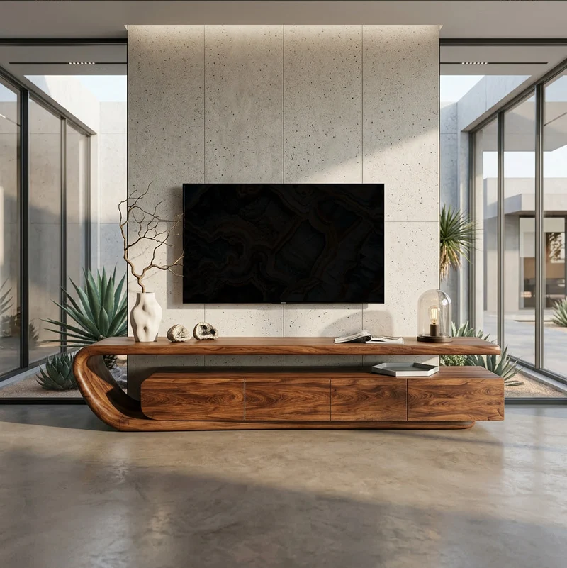 Handcrafted Natural Wood TV Console For Luxury Interior RTTHHNTVC140