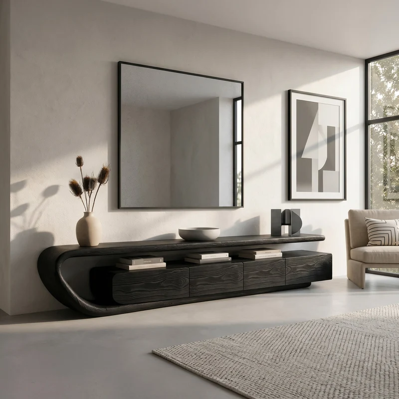 Handcrafted Natural Wood TV Console For Luxury Interior RTTHHNTVC140