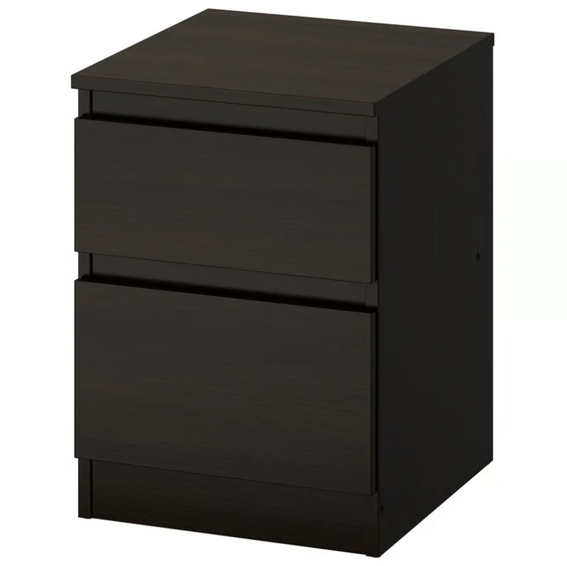 KULLEN Chest of 2 drawers, black-brown, 35x49 cm