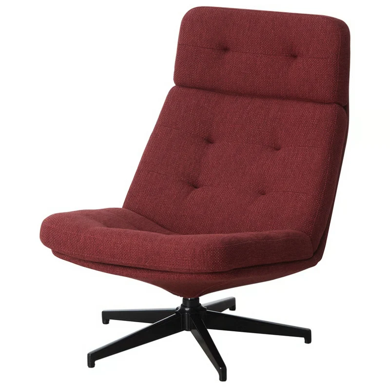 HAVBERG Swivel easy chair, Lejde red-brown