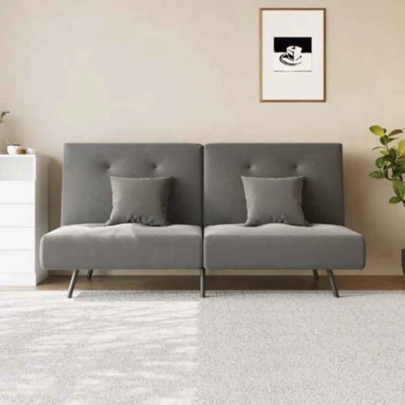 SONNI Schlafsofa 3 in 1, Klappbares Sofabett mit Schlaffunktion verstellbarer Rückenlehne 100° 135° 180°, 2 Kissen Baby Samt 180 x 89 x 78 cm Dunkelgrau