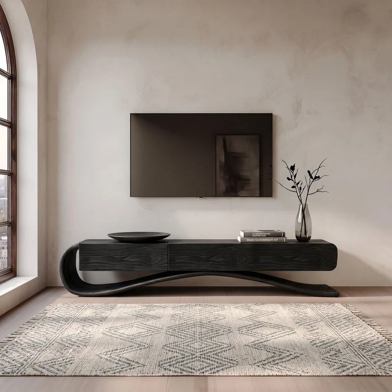 Organic Modern Cantilever TV Console For Living Room Decor RTTHHNTVC138