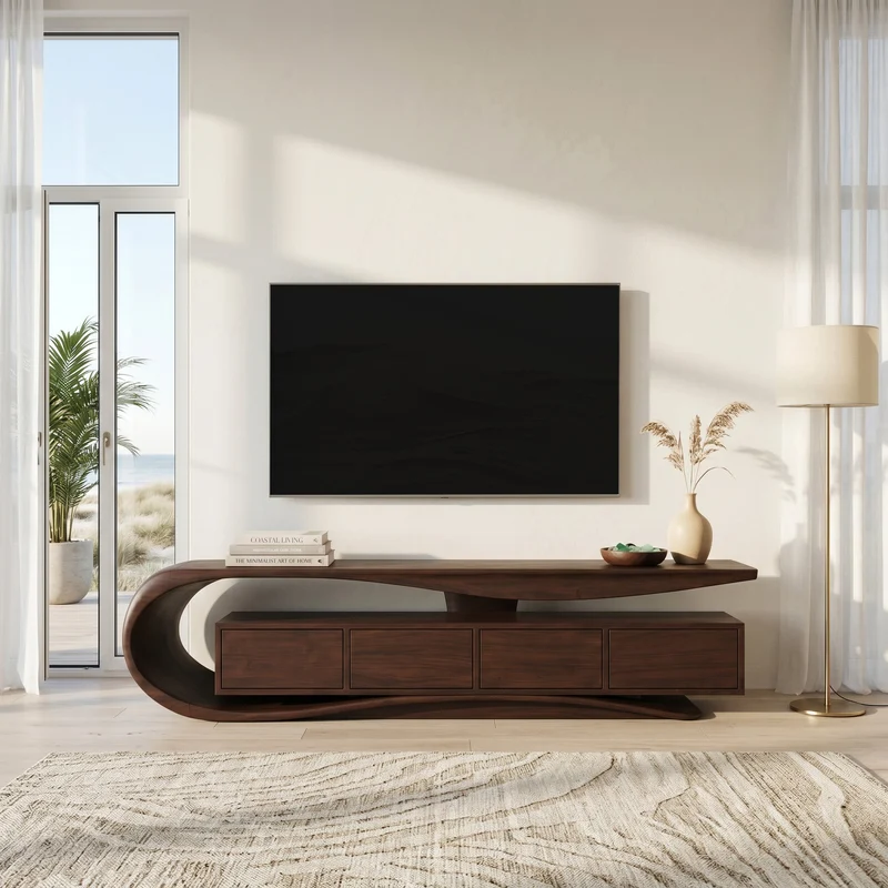 Contemporary Wave TV Console For Living Room RTTHHNTVC131
