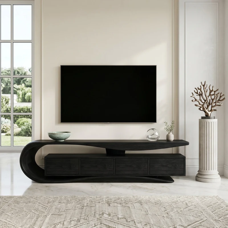 Contemporary Wave TV Console For Living Room RTTHHNTVC131