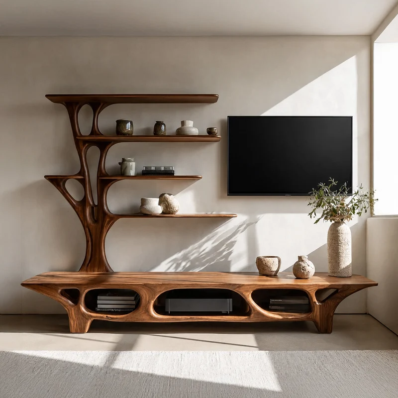Modern TV Cabinet With Open Storage Compartment For Home Decor RTTHHNTVC124