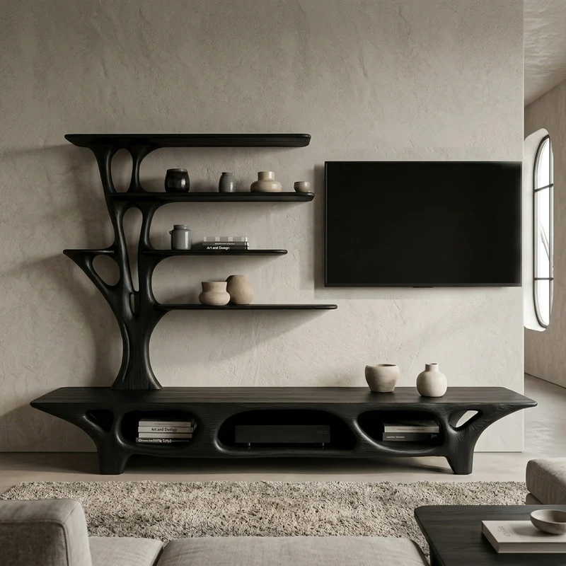 Modern TV Cabinet With Open Storage Compartment For Home Decor RTTHHNTVC124