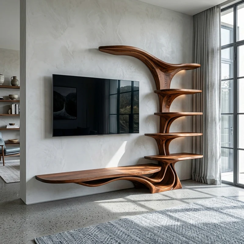 Modern Sculptural TV Stand With Branch Shelves For Living Room RTTHHNTVC121