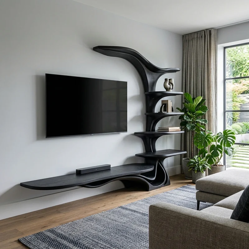 Modern Sculptural TV Stand With Branch Shelves For Living Room RTTHHNTVC121